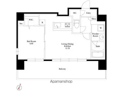 パレドール相模原(1K/3階)の間取り写真