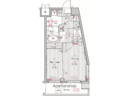 ラ ルーナA棟(2DK/3階)の間取り写真