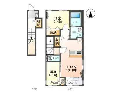 セジュール新八柱B棟(3DK/1階)の間取り写真
