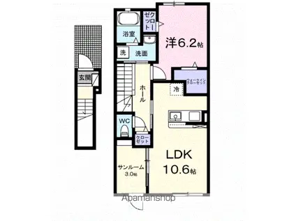 サンハイム古木(2LDK/3階)の間取り写真