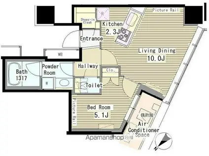 プレジオナカダ(1DK/1階)の間取り写真