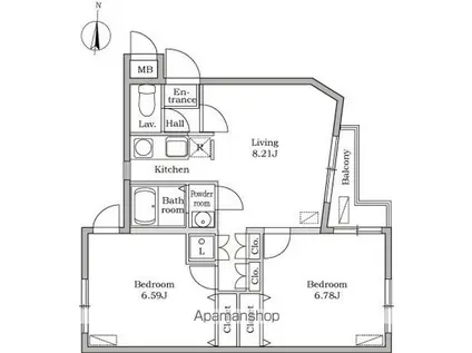 リーヴェルポート立石フェリーチェ(1K/2階)の間取り写真