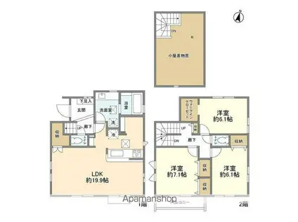 グランドパレス西千葉(2DK/2階)の間取り写真