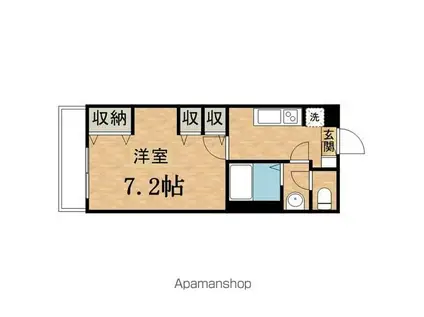 ハーモニー八王子(1K/1階)の間取り写真