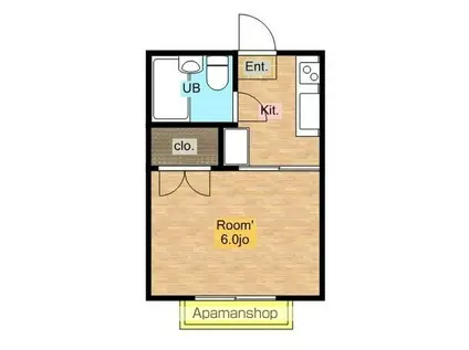 コーポベルB棟(1K/2階)の間取り写真