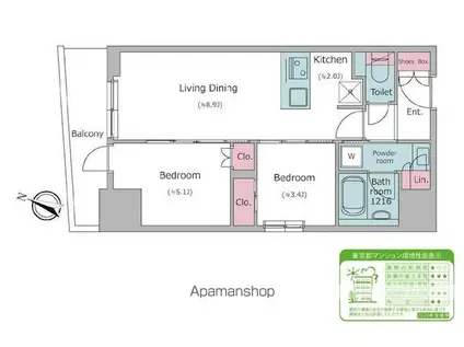 シャルムコート(2LDK/3階)の間取り写真