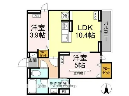 プレミアムガレージ吉野(1LDK/2階)の間取り写真