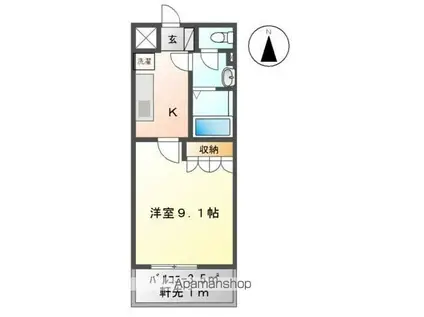カクタス高砂(1LDK/1階)の間取り写真