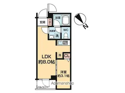 レオパレスコスモ(1K/2階)の間取り写真