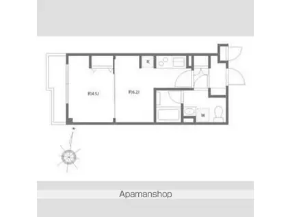 サンパティーク(1K/2階)の間取り写真