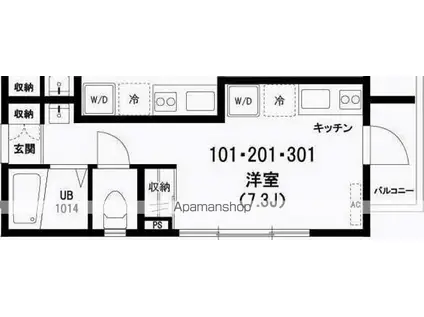 グランサイト六笠NO.2(1DK/1階)の間取り写真