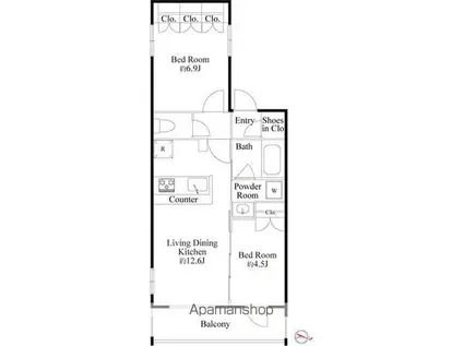 LEGIT菊名(1K/2階)の間取り写真
