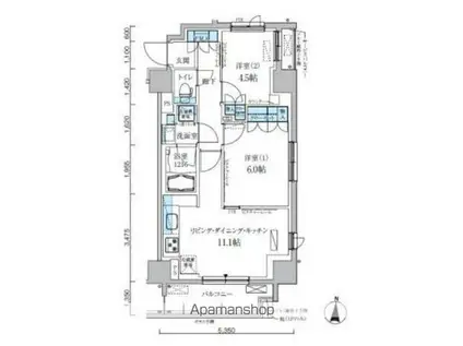 OKUE Ⅱ(1LDK/3階)の間取り写真