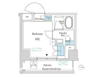 レオパレスメープルコート(1K/1階)の間取り写真