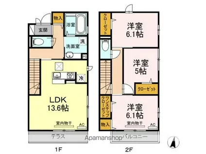 メゾンドゥファミーユ日吉(2LDK/2階)の間取り写真
