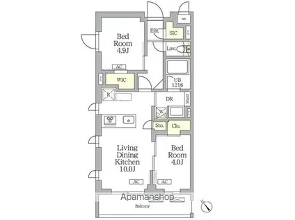 アルデールヒル内久宝寺(1DK/6階)の間取り写真