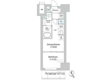 グラッドヒルズ明大前(1K/3階)の間取り写真