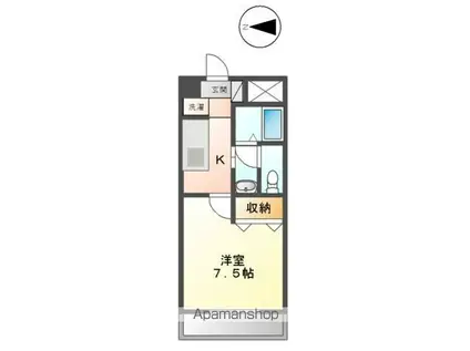 ベルクメイム(ワンルーム/3階)の間取り写真