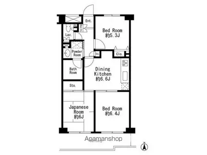 レオパレスグリーンヒル(1K/3階)の間取り写真