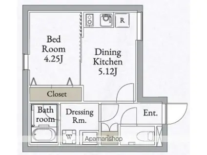 ヴィラフローラ(1K/1階)の間取り写真