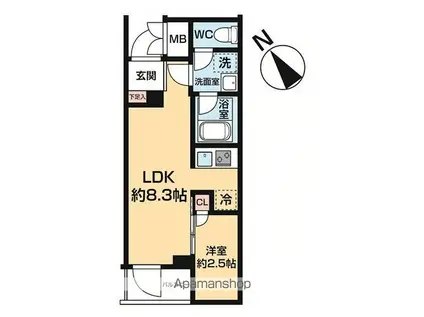 メゾンフェリーチェおおたかの森(1LDK/1階)の間取り写真