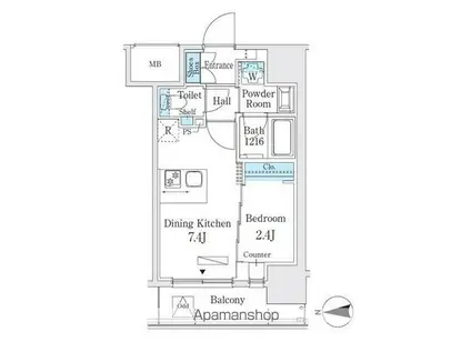 SERENOⅢ(1K/1階)の間取り写真