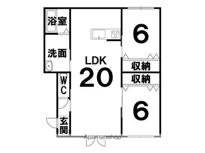 エレガンシアⅣ(2LDK/2階)の間取り写真
