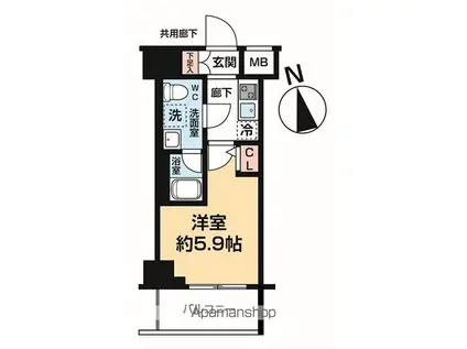 ノースヴィレッジ北習志野(1K/2階)の間取り写真