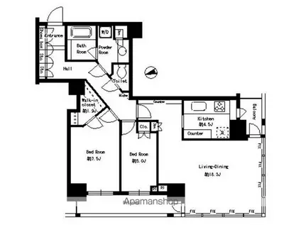 凛樹 LA COLLINE(2LDK/13階)の間取り写真