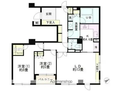 アンダーレ(1DK/3階)の間取り写真