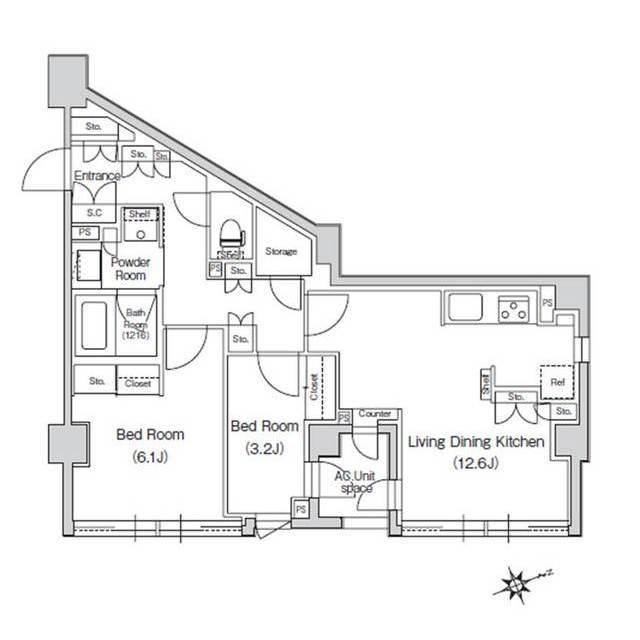 スタイリオ元住吉Ⅱ(2LDK/4階)の間取り写真
