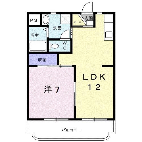 ハイツ百合の木Ⅲ(1LDK/3階)の間取り写真