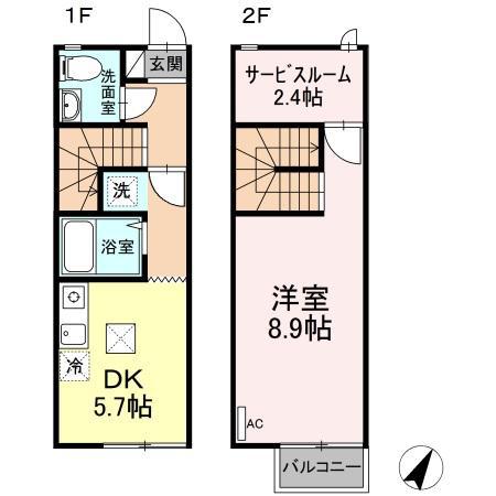 リースランドテクノ　Ｆ(1DK)の間取り写真