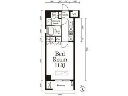 パークキューブ春日安藤坂(1K/1階)の間取り写真