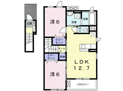 ホワイト アイリス(2LDK/2階)の間取り写真