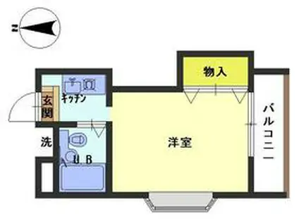 マンション六角(ワンルーム/2階)の間取り写真