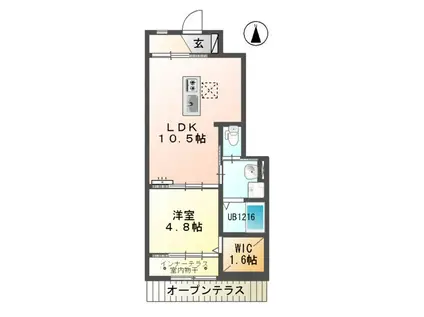 BABYS BREATH(1LDK/1階)の間取り写真