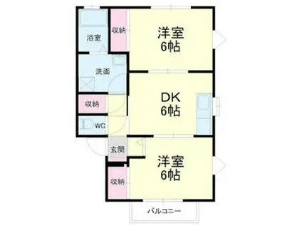 ライラック(2DK/1階)の間取り写真