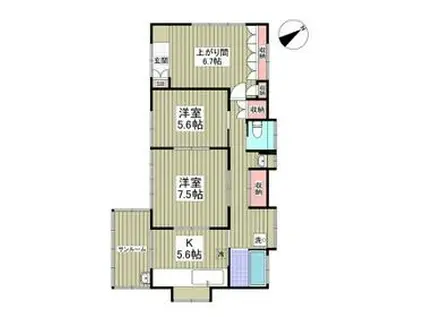 高崎線 本庄駅 徒歩15分 1階建 築65年(2K)の間取り写真