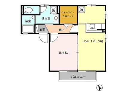 ウィルモア・リブレB(1LDK/2階)の間取り写真