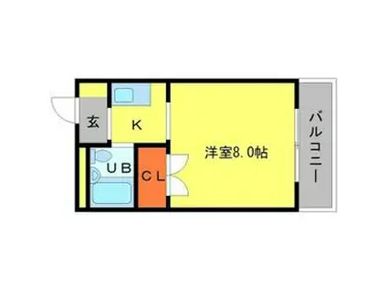 シャルムハイツ小野原(1K/2階)の間取り写真