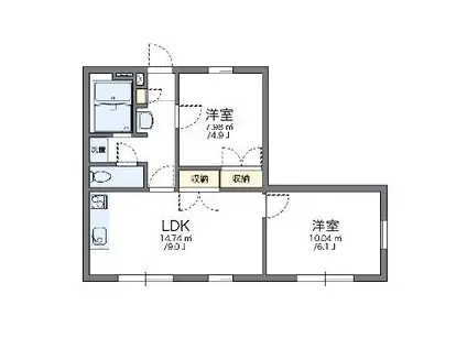 レオパレスメゾン・ド・アムール(2LDK/1階)の間取り写真