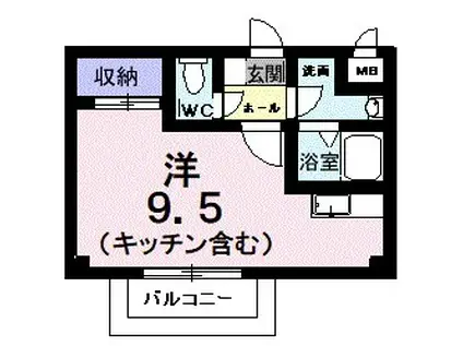 エイヒル(ワンルーム/1階)の間取り写真