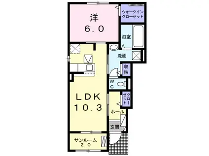 サンシティコスモⅡ(1LDK/1階)の間取り写真