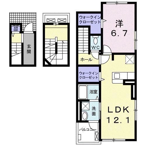 ヴィーナスⅢーB(1LDK/3階)の間取り写真