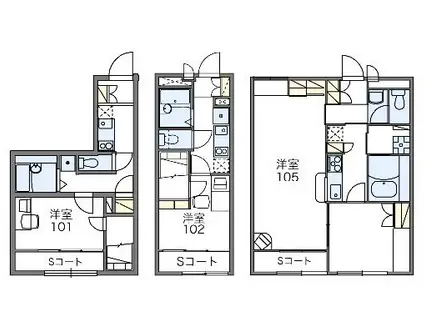 レオパレスドリーム(1K/1階)の間取り写真