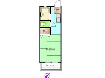 皆川ハイツ(1K/2階)の間取り写真
