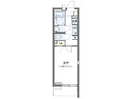 クレイノバローネ安城(1K/2階)の間取り写真
