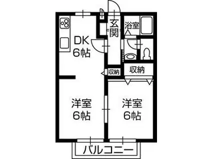 サンパレス小鹿 A棟(1LDK/2階)の間取り写真