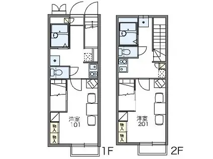 レオパレス三丁田(1K/2階)の間取り写真